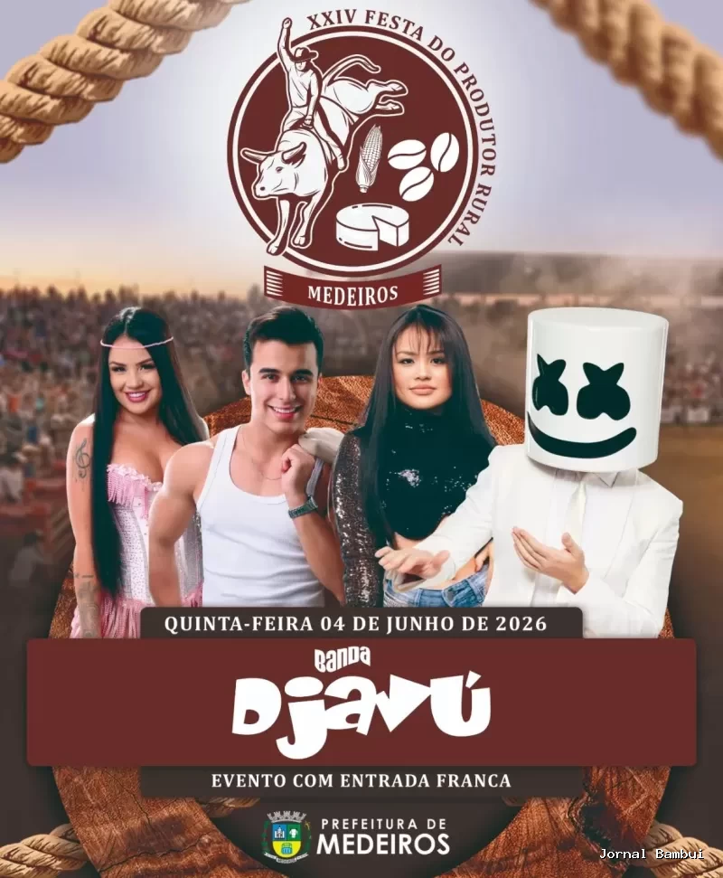 Banda Djavú é a primeira atração confirmada da XXIV Festa do Produtor Rural, em Medeiros