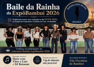 Baile da Rainha da ExpôBambuí 2026 será realizado neste sábado no Parque de Exposições